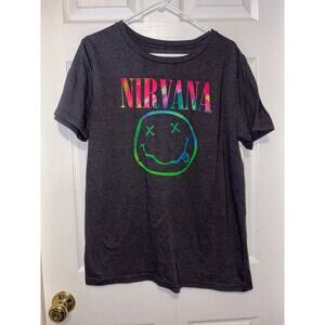 Nirvana 2x charcoal gray tie dye face tshirt 1671